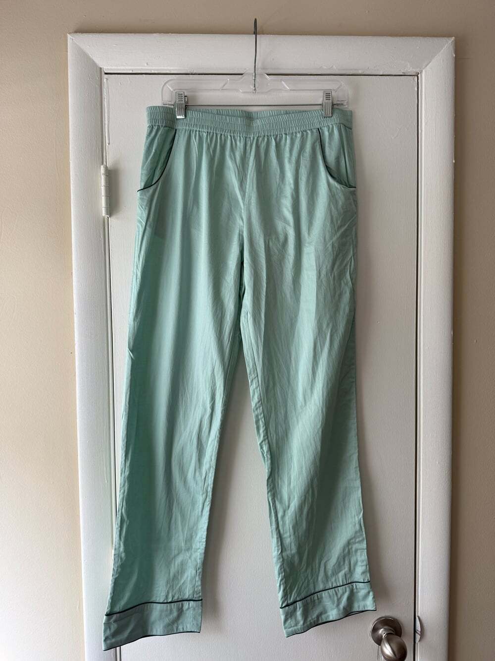 LAKE Pajamas Mint Green Pajama Pants Women's S Piped Pockets Cuffed Lounge Pants